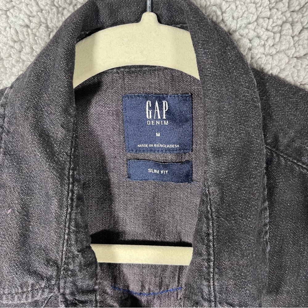 Gap denim shirt women’s size medium western pearl snap black w - Picture 9 of 11